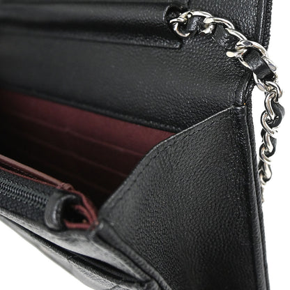 Chanel 2018 Black Caviar Skin Classic WOC Wallet on Chain Bag