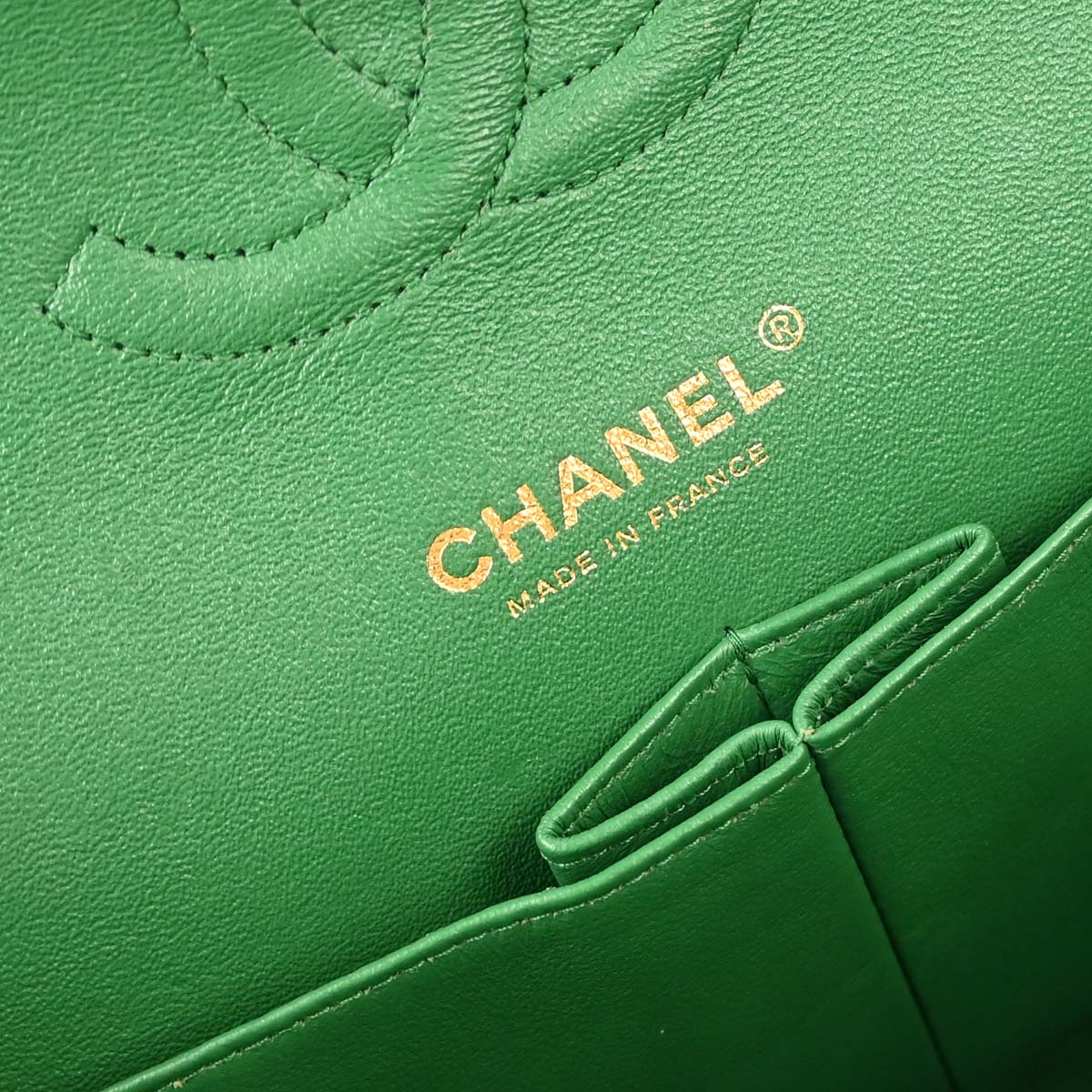 Chanel Green Tweed Medium Classic Double Flap Shoulder Bag