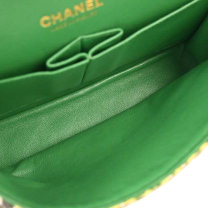 Chanel Green Tweed Medium Classic Double Flap Shoulder Bag