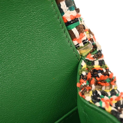 Chanel Green Tweed Medium Classic Double Flap Shoulder Bag