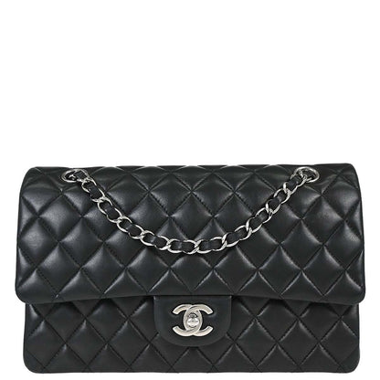 Chanel Black Lambskin Medium Classic Double Flap Shoulder Bag