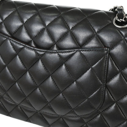 Chanel Black Lambskin Medium Classic Double Flap Shoulder Bag