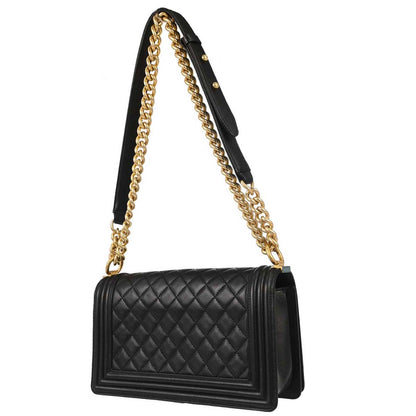 Boy Chanel 2015-2016 Black Lambskin Medium Shoulder Bag