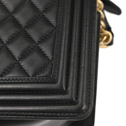 Boy Chanel 2015-2016 Black Lambskin Medium Shoulder Bag