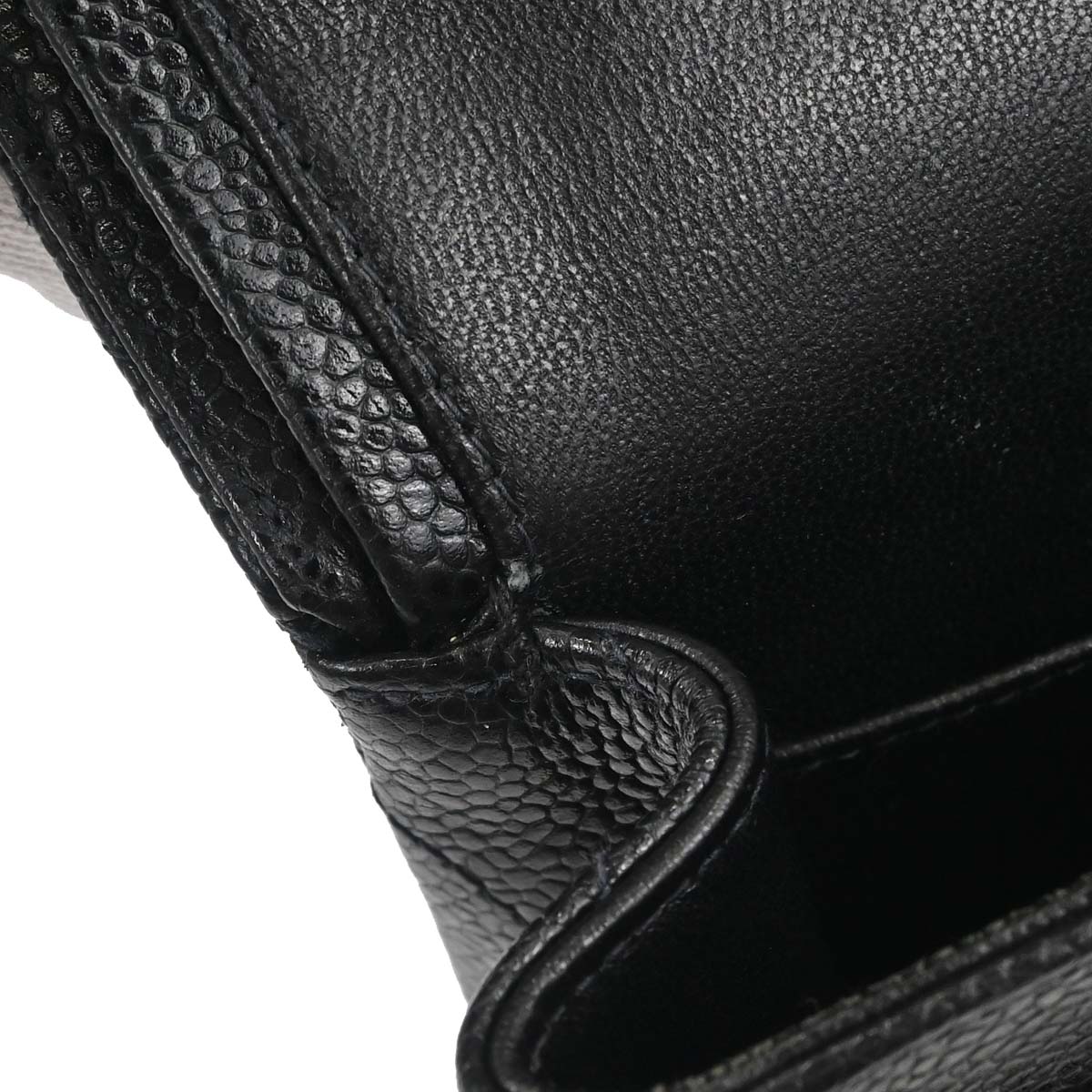 Chanel 1997-1999 Black Caviar Skin Small Classic Double Flap Shoulder Bag