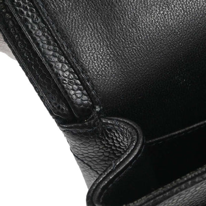Chanel 1997-1999 Black Caviar Skin Small Classic Double Flap Shoulder Bag