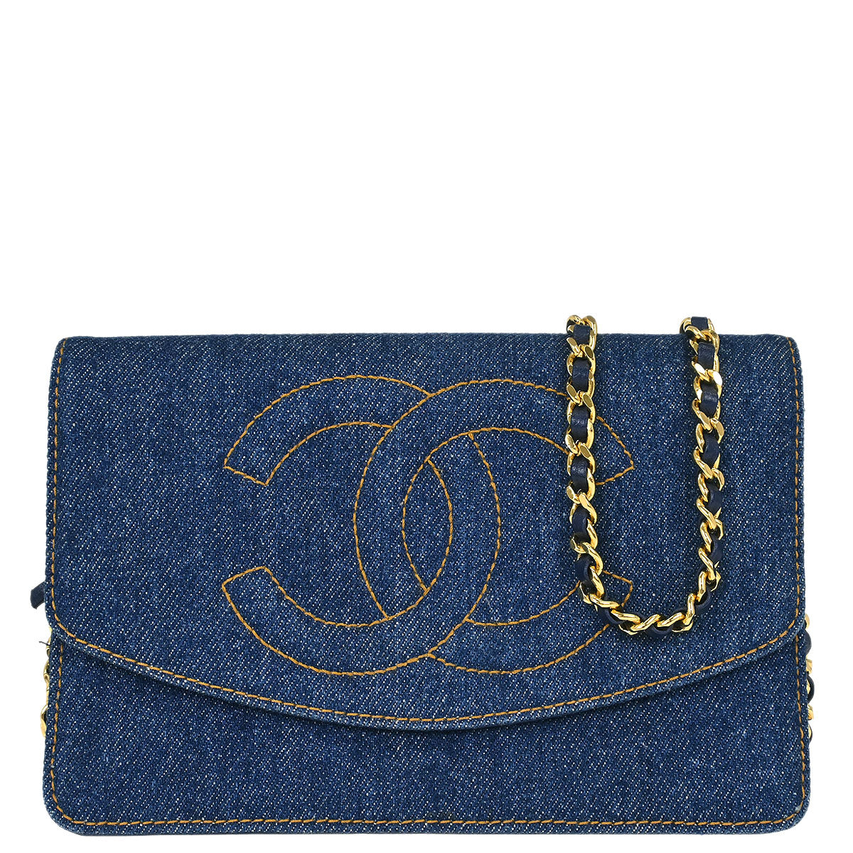 Chanel 1996-1997 Blue Denim Timeless Wallet on Chain WOC