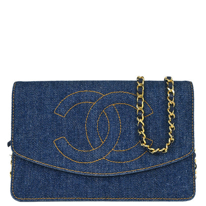 Chanel 1996-1997 Blue Denim Timeless Wallet on Chain WOC