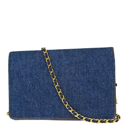 Chanel 1996-1997 Blue Denim Timeless Wallet on Chain WOC