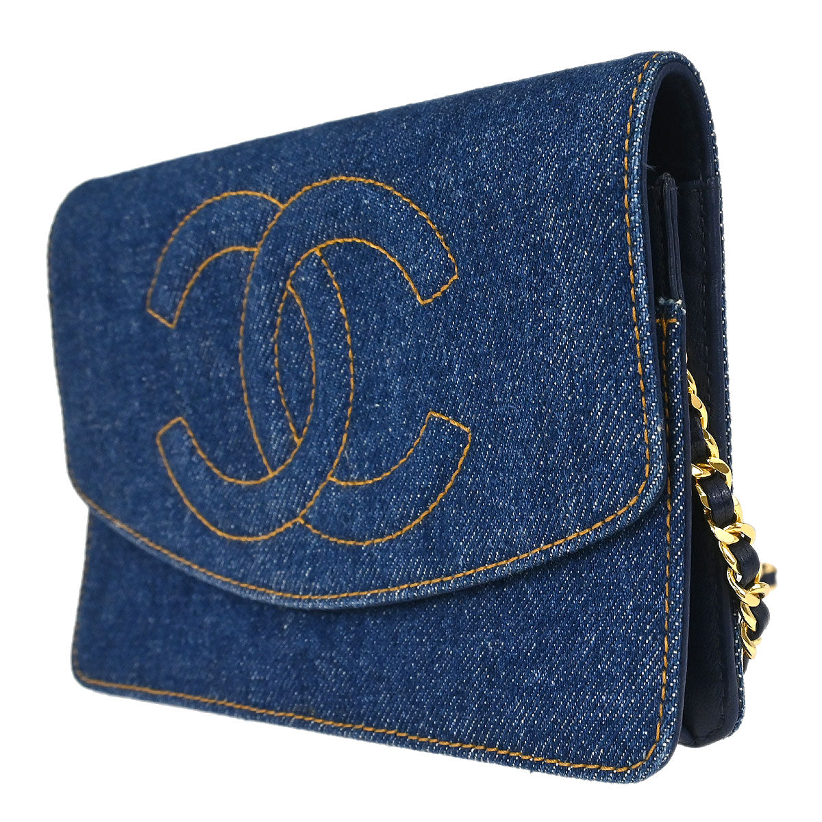 Chanel 1996-1997 Blue Denim Timeless Wallet on Chain WOC