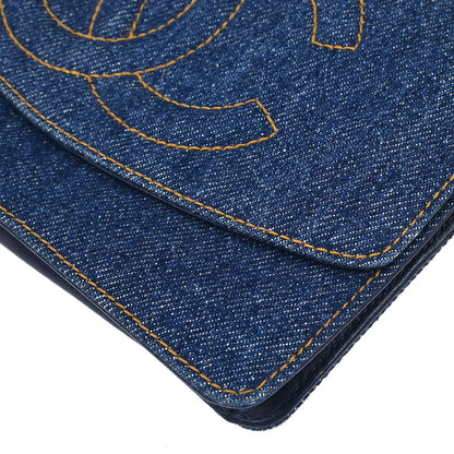 Chanel 1996-1997 Blue Denim Timeless Wallet on Chain WOC