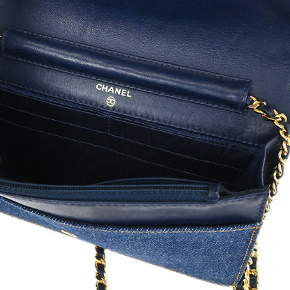 Chanel 1996-1997 Blue Denim Timeless Wallet on Chain WOC