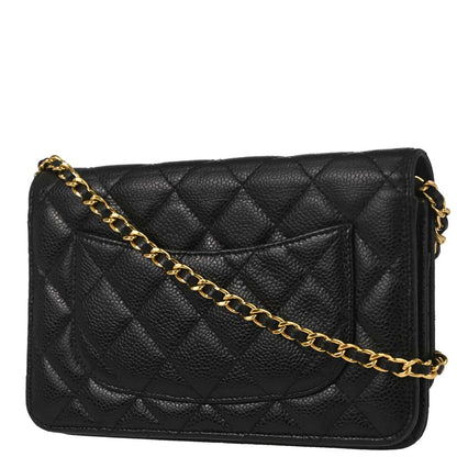 Chanel 2019 Black Caviar Skin Classic WOC Wallet on Chain Bag