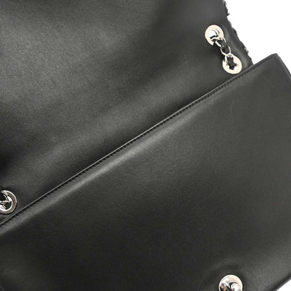 Chanel 2014-2015 Black Wool No.5 Turnlock Full Flap Shoulder Bag