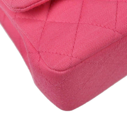 Chanel Pink Cotton Medium Classic Double Flap Shoulder Bag