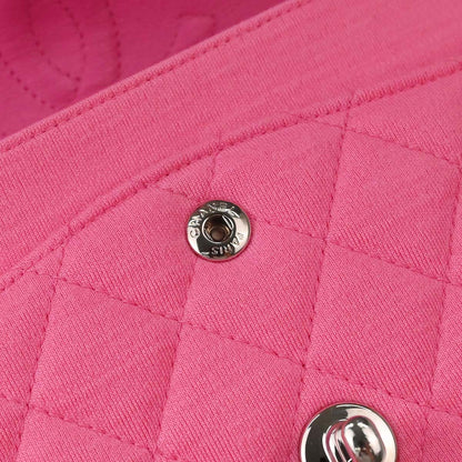 Chanel Pink Cotton Medium Classic Double Flap Shoulder Bag