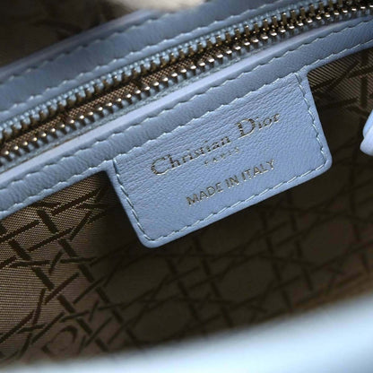 Christian Dior Blue Lambskin Medium Lady Dior Cannage 2way Shoulder Handbag