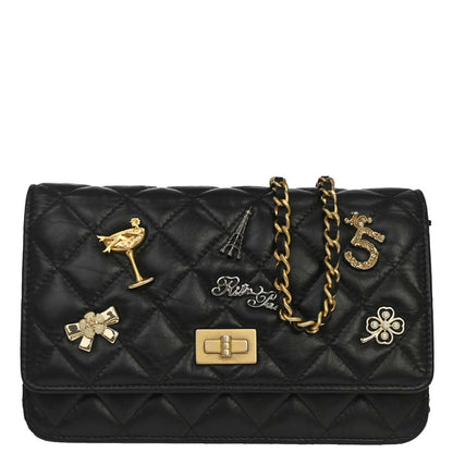 Chanel 2017 Calfskin Mademoiselle Lock Icon WOC Wallet on Chain Shoulder Bag