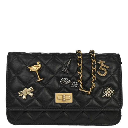 Chanel 2017 Calfskin Mademoiselle Lock Icon WOC Wallet on Chain Shoulder Bag