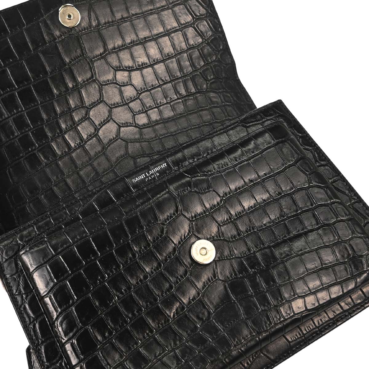 Saint Laurent Black Embossed Leather Sunset Shoulder Bag
