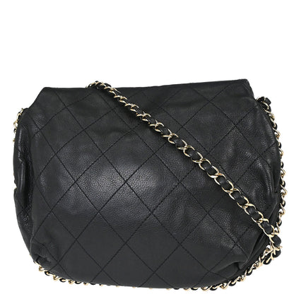 Chanel 2019 Black Calfskin Chain Around Saddle Flap Shoulder Bag