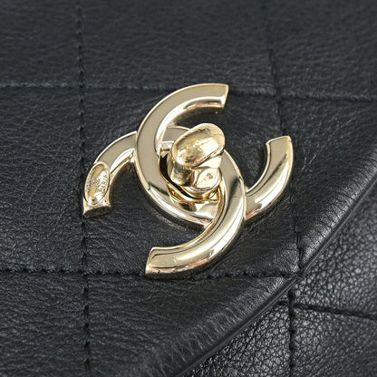 Chanel 2019 Black Calfskin Chain Around Saddle Flap Shoulder Bag