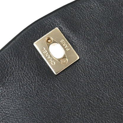 Chanel 2019 Black Calfskin Chain Around Saddle Flap Shoulder Bag
