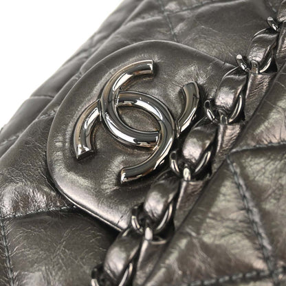 Chanel 2010-2011 Gray Calfskin Chain Me Luxury Line Flap Bag Shoulder Bag