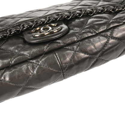 Chanel 2010-2011 Gray Calfskin Chain Me Luxury Line Flap Bag Shoulder Bag