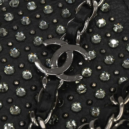 Chanel 2014-2015 Black Calfskin Rhinestone WOC Wallet on Chain Bag