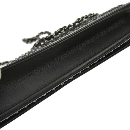 Chanel 2014-2015 Black Calfskin Rhinestone WOC Wallet on Chain Bag