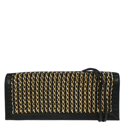 Chanel 2003-2004 Black Lambskin Chain-Embellished Shoulder Bag