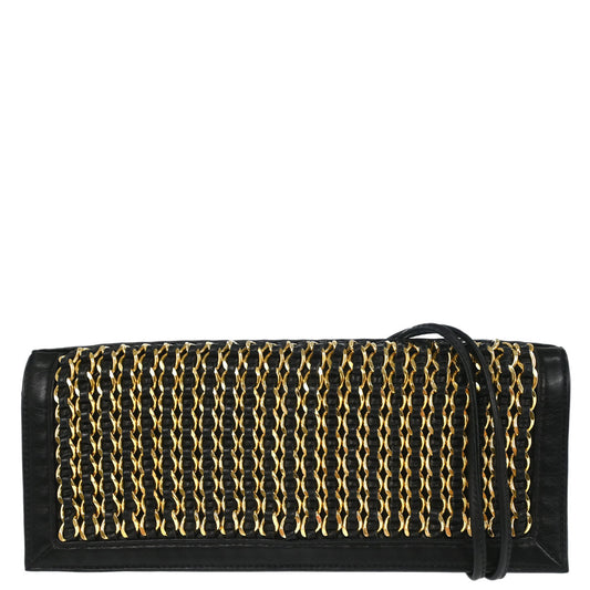Chanel 2003-2004 Black Lambskin Chain-Embellished Shoulder Bag