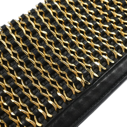 Chanel 2003-2004 Black Lambskin Chain-Embellished Shoulder Bag
