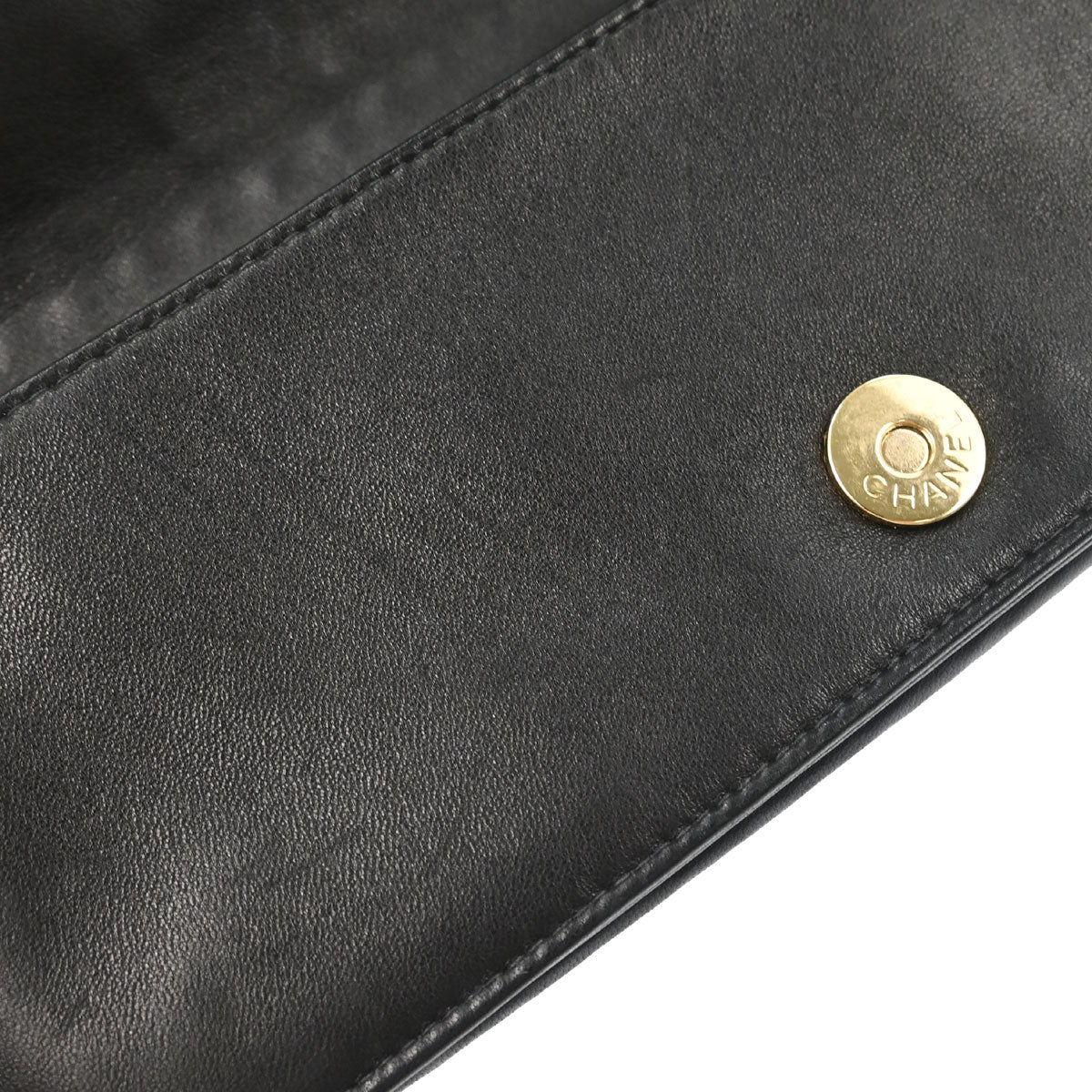 Chanel 2003-2004 Black Lambskin Chain-Embellished Shoulder Bag