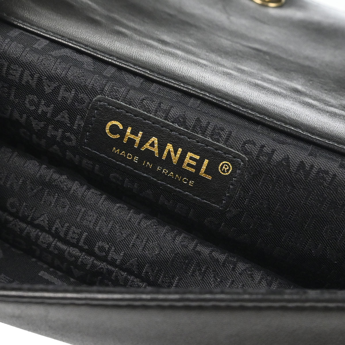 Chanel 2003-2004 Black Lambskin Chain-Embellished Shoulder Bag
