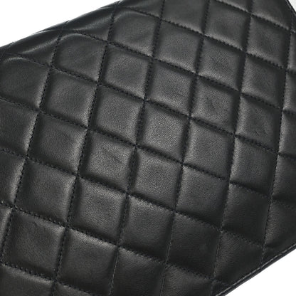 Chanel 1997-1999 Black Lambskin Pushlock Small Half Flap Shoulder Bag