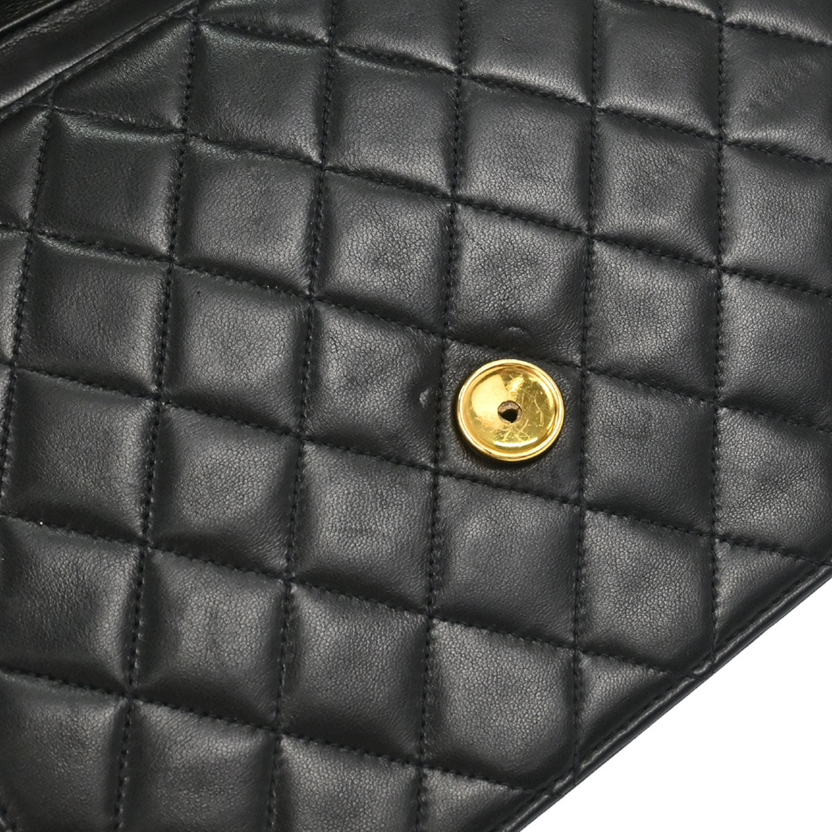 Chanel 1997-1999 Black Lambskin Pushlock Small Half Flap Shoulder Bag