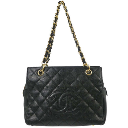 Chanel 2005-2006 Black Caviar Skin Petite Timeless Tote PTT Chain Handbag