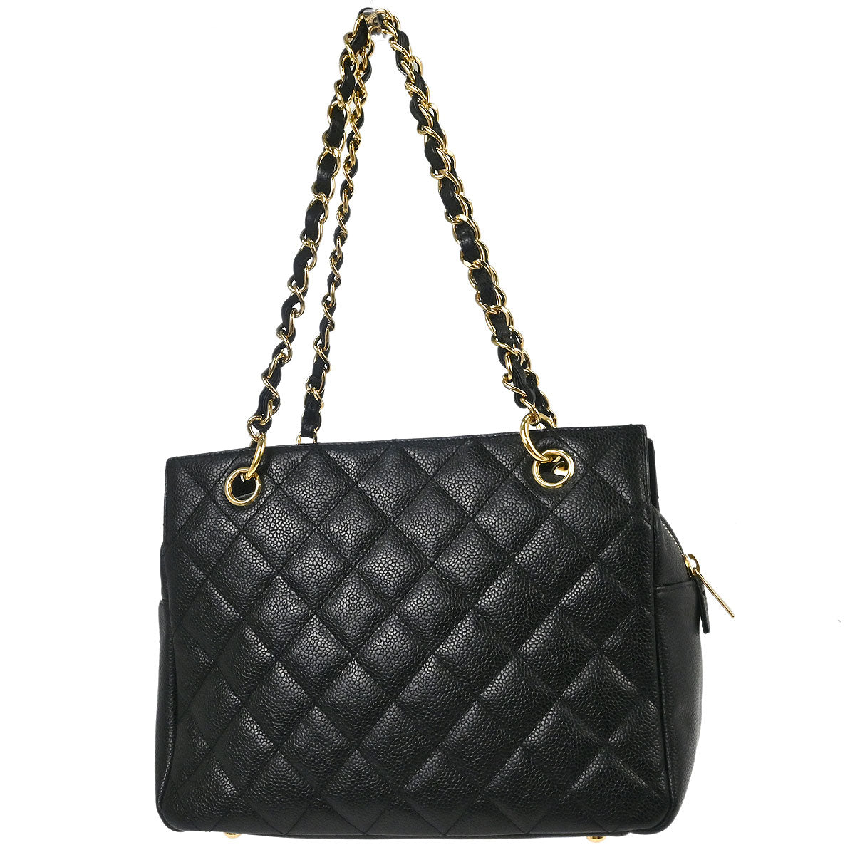 Chanel 2005-2006 Black Caviar Skin Petite Timeless Tote PTT Chain Handbag