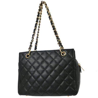 Chanel 2005-2006 Black Caviar Skin Petite Timeless Tote PTT Chain Handbag