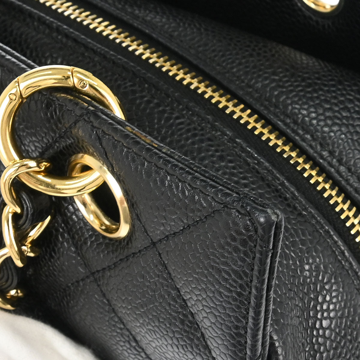 Chanel 2005-2006 Black Caviar Skin Petite Timeless Tote PTT Chain Handbag