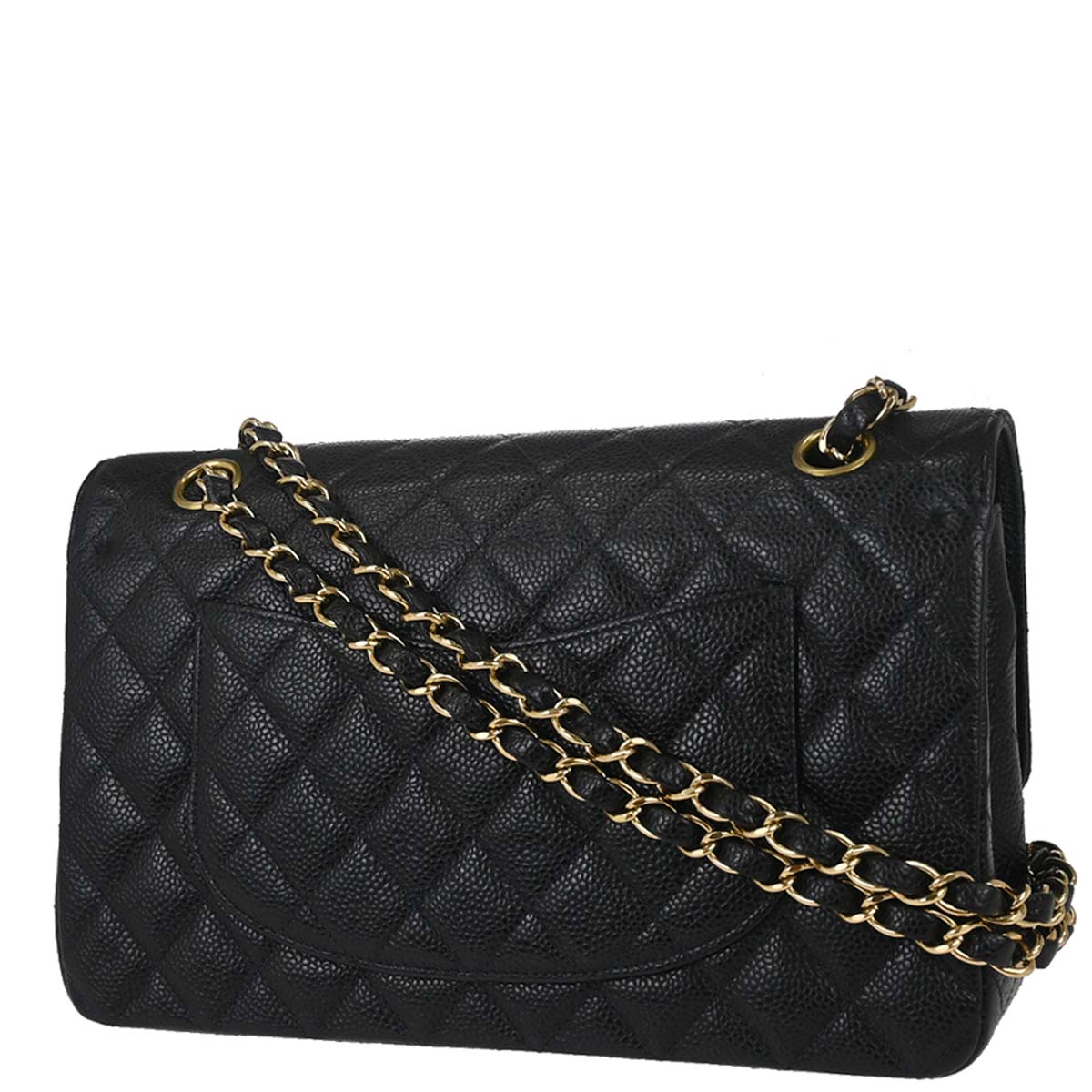 Chanel 2002-2003 Black Caviar Skin Medium Classic Double Flap Shoulder Bag