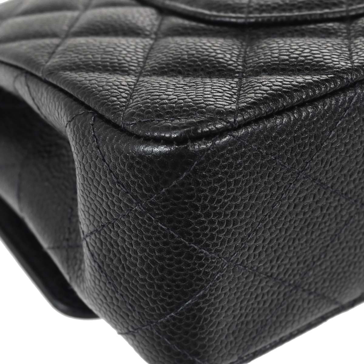 Chanel 2002-2003 Black Caviar Skin Medium Classic Double Flap Shoulder Bag