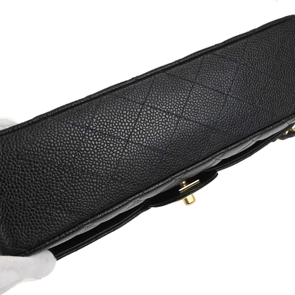 Chanel 2002-2003 Black Caviar Skin Medium Classic Double Flap Shoulder Bag