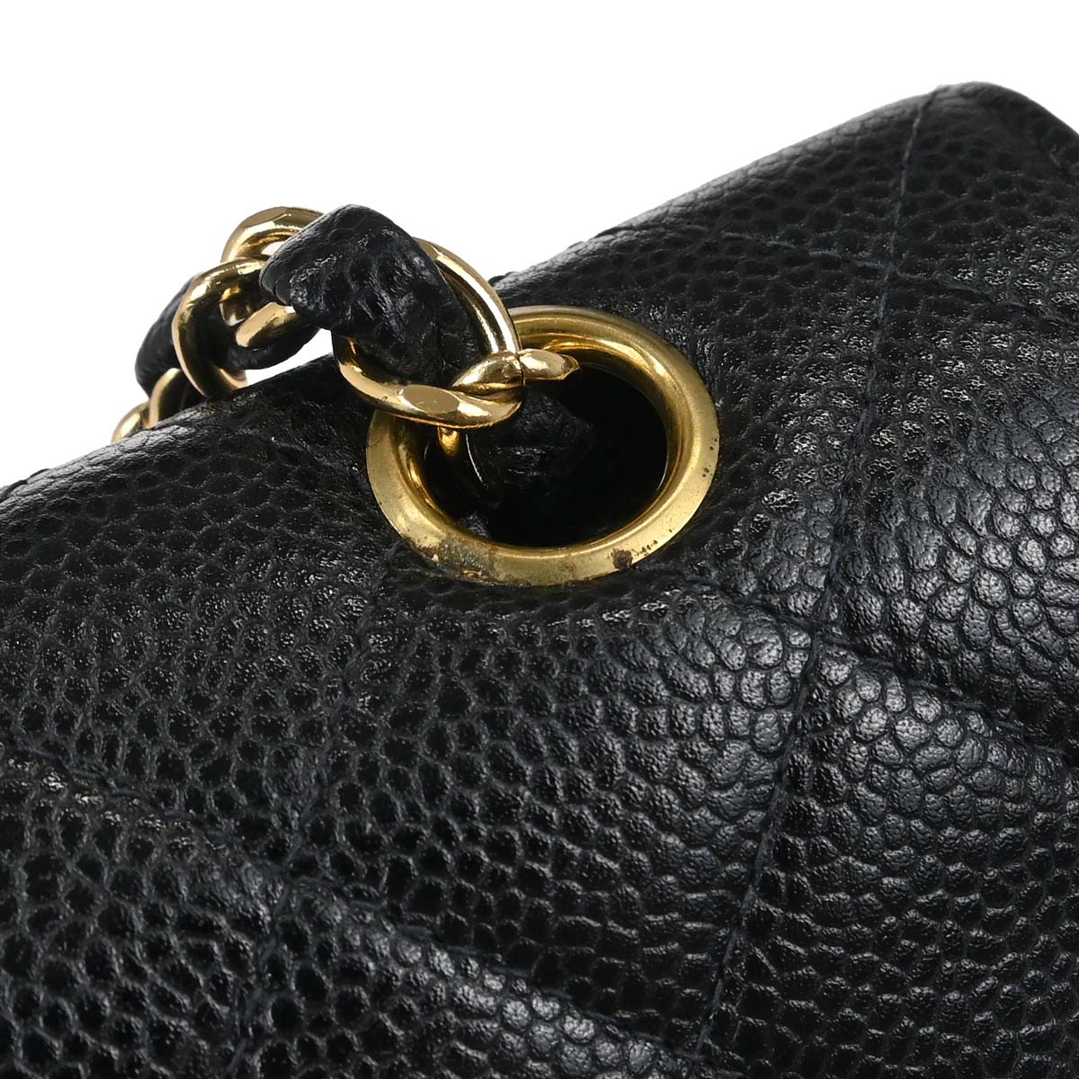 Chanel 2002-2003 Black Caviar Skin Medium Classic Double Flap Shoulder Bag