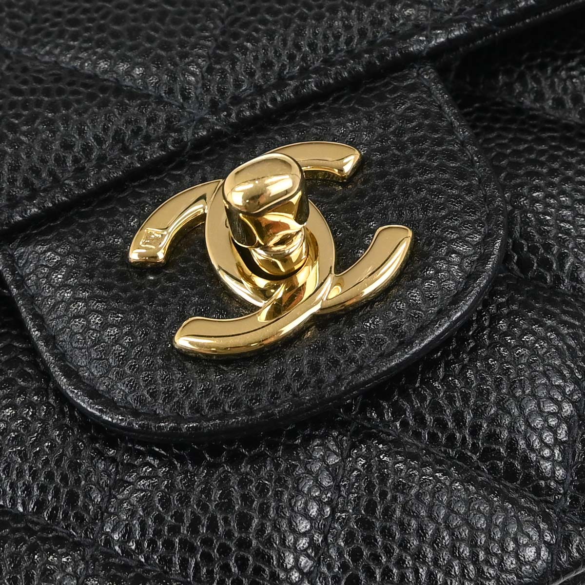 Chanel 2002-2003 Black Caviar Skin Medium Classic Double Flap Shoulder Bag
