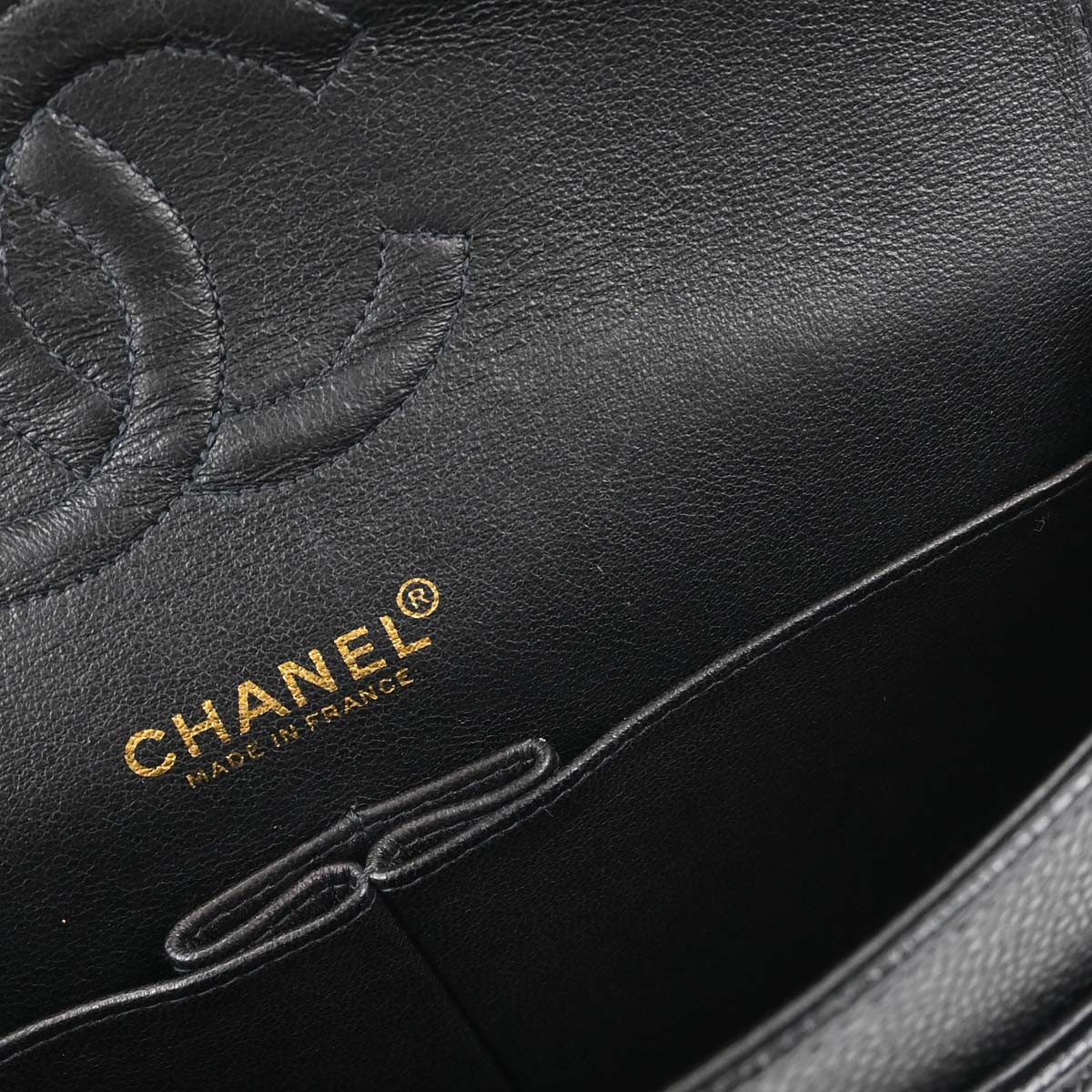 Chanel 2002-2003 Black Caviar Skin Medium Classic Double Flap Shoulder Bag
