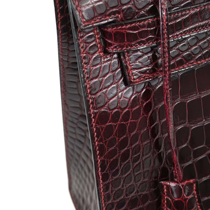 Hermes * Rouge H Alligator Kelly 28 Sellier 2way Shoulder Handbag