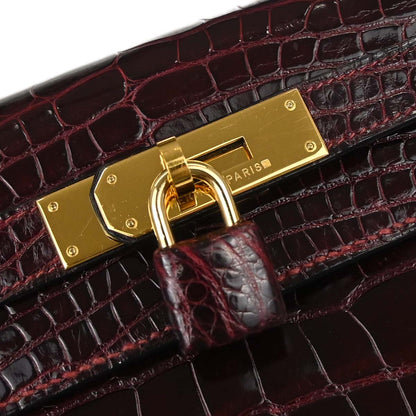 Hermes * Rouge H Alligator Kelly 28 Sellier 2way Shoulder Handbag